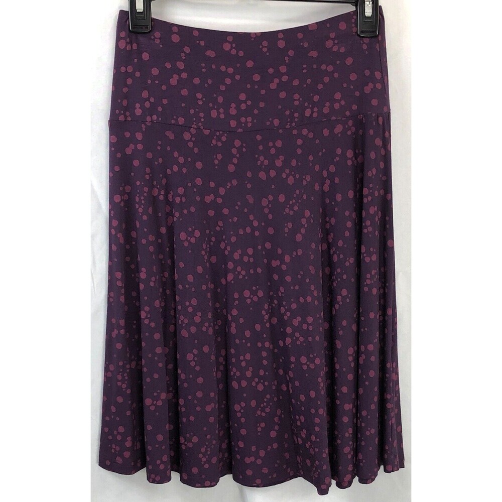 H&M Flowy Knee Length Skirt 4 Purple Polka Dot Geometric 26"W Grunge Career Punk